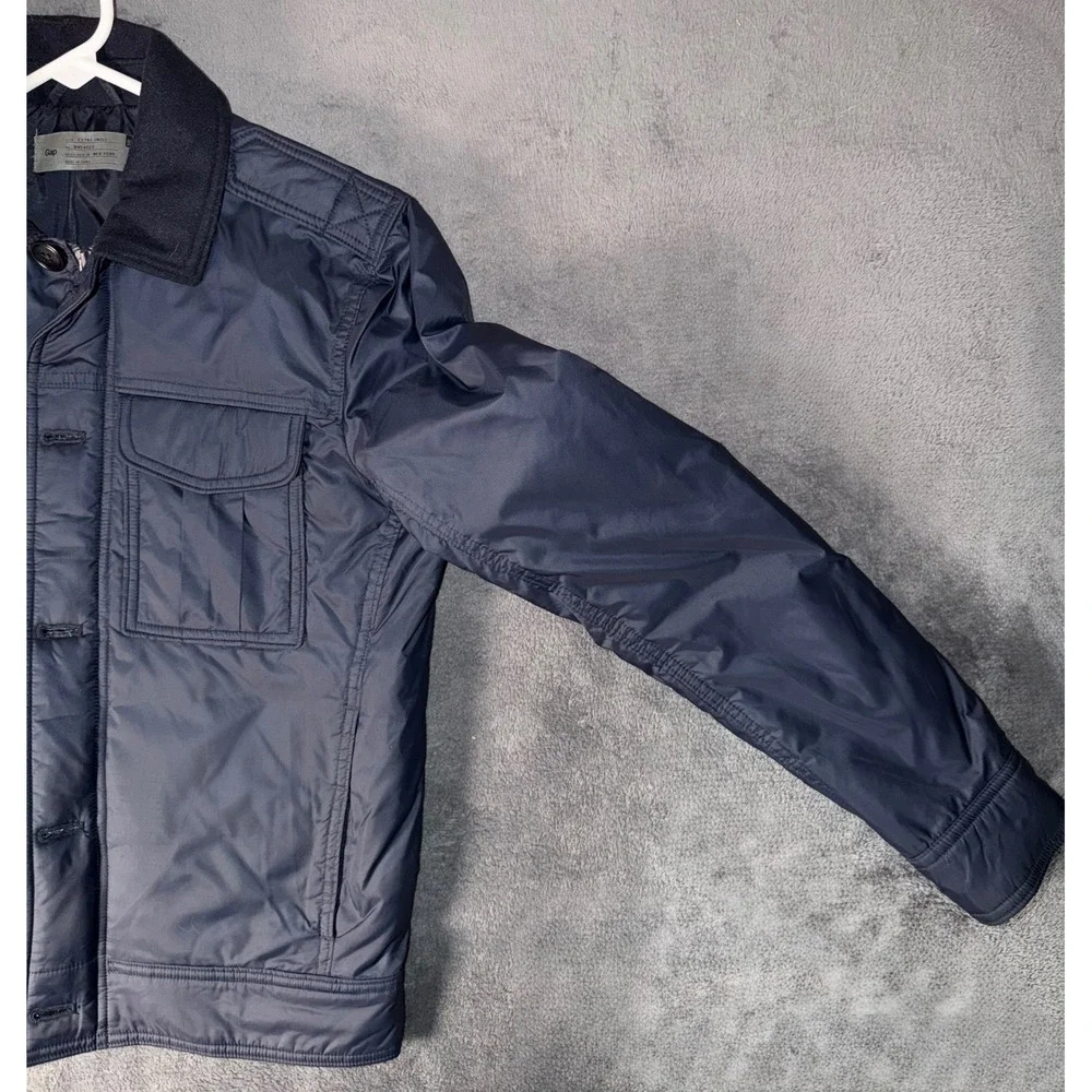 Gap Mens Navy Blue Quilted Nylon Field Jacket XS Puffer Utility Coat RN54023